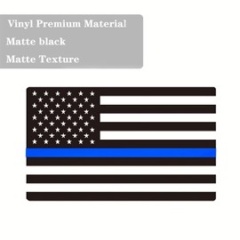 Alicatong Fits Chevy Silverado and GMC Sierra 2019-2022 2023 2024 Rear Middle Back Sliding Window American US Flag Vinyl Decal, Matte Black 1PCS Solid Black Blue Thin line