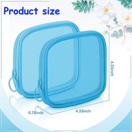 6pcs Mesh Makeup Bag Mesh Cosmetic Bag Travel Toiletry Bag Pouch with Zipper Mini Portable Makeup Cosmetic Travel Toiletry Purse Bag for Daily Accessories(Lake Blue+Pink)