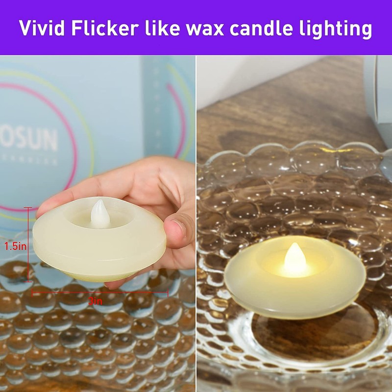 120+ Hours LED Floating Candles for Centerpieces – 12 Pack