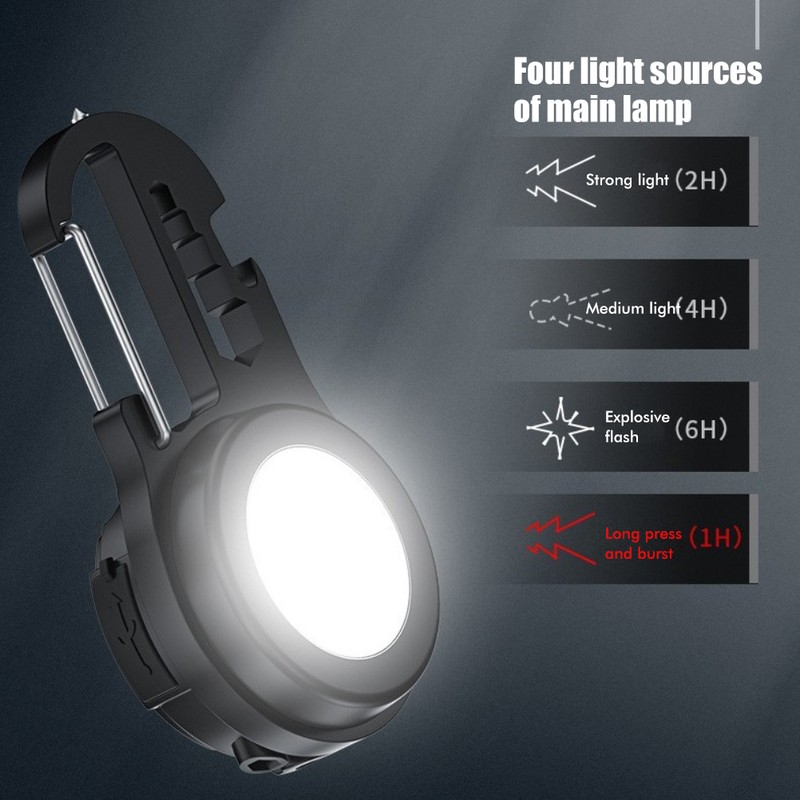 COB Mini Flashlight Bright Portable Rechargeable Keychain Flashlight with Bracket