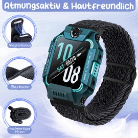 Hexasider Children's Bracelet Compatible with Watch Phone Z7/Z6/Z1, Nylon Braided Bracelets for imoo Smartwatch Children Z1/Z6/Z7 Replacement Bands for Girls Boys, Nylon, No gemstone