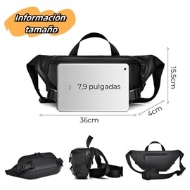 Cangurera Deportiva para Hombre Mujer, Cangurera Deportiva de Viaje, Riñonera para Correr Impermeable con Cinturón Regulable y Hebilla Rápida, para exteriores, senderismo, correr y Ciclismo (Negro)