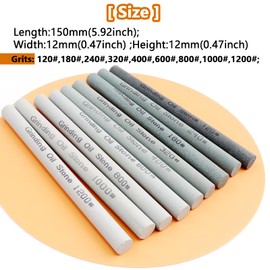LWCUSNJ 9pcs Round Green Carbon Sharpening Stone Sticks Set, Green Silicon Carbide Whetstone Kit, Grit 120#-1200# for Moldel, Metal & Cutting Tools (Round 150mm*12mm)