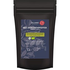 250 g Organic Lemon Pepper Coarsely Scrapped, White Mountain Pepper with Lemon Peel Oil, Ideal for Fish, Salads, Vegetables, Finely Matched Spice Composition with Intense Aroma Saliamo