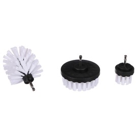 SIXTOL Car Detailing Drill Brush 3 Soft | Set of Soft Cleaning Brushes for Drills | 3 Pieces | Wheels | Underbody | Engine Cleaning | Household | Universal Brushes | White