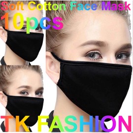 TK FASHION MASK Soft Poly Cotton Face Black Mask Double Layer Reusable and Washable Unisex - 10 pcs Soft Cotton Mask