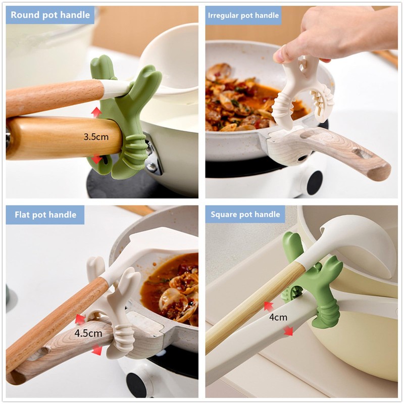 4Pcs Pot Spoon Rest Holder,Spatula Rack,Silicone Crab Pot Lid Support,Multipurpose