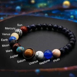 Unbranded Universe Galaxy the Nine Planets Solar System Blue Sandstone Healing Bracelet