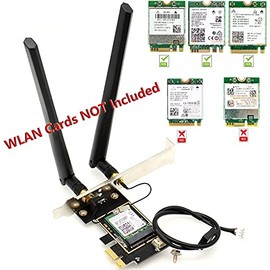 Deal4GO M.2 NGFF Adaptador de tarjeta inalámbrica a PCIe Convertidor WLAN de escritorio con 2 x antena de 6 dBi para Intel AX201 AX200 9260 8265 8260 7265 7260 Killer 1535 (sin tarjeta WiFi)
