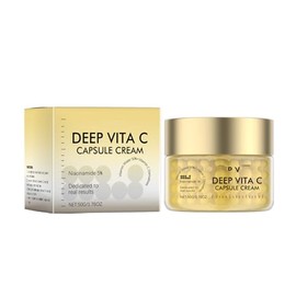 Deep Vita C Capsule Cream, Deeper Vitamin C Face Moisturizer Gel with Kollagen & Niacinamide, Collagen Creme Golden Capsule Creme, Anti-Falten Gesichtscreme, Straffende, Skin Radiance