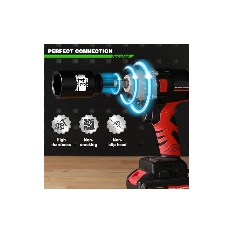 TecoTek 1/2" Drive Deep 6-Point Impact Socket Set, 11-Piece Deep