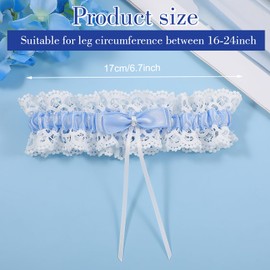 PEOVLVN Wedding Garter - Blue Elastic Lace Bridal Garter for Women & Girls - Valentine's Day Gift