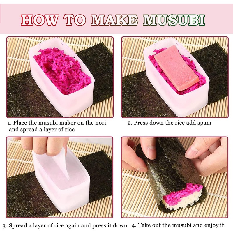 Musubi Mold, 2 Pack Musubi Maker Press, Non-Stick Onigiri Mold