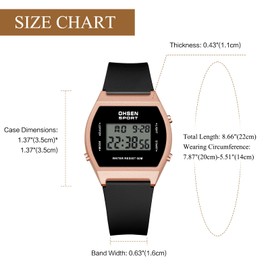 JewelryWe Men's Watch Rubber Military Digital Watch Men's 30 m Waterproof Electronic Digital Watch Multifunctional Sports Watch with Calendar Alarm Clock Stopwatch EL Backlight, Tonneau - Black,