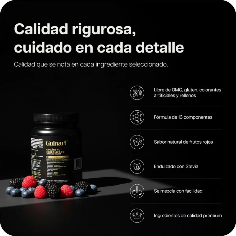 Colágeno Hidrolizado Guinart 500g Vitaminas Minerales Frutos Rojos