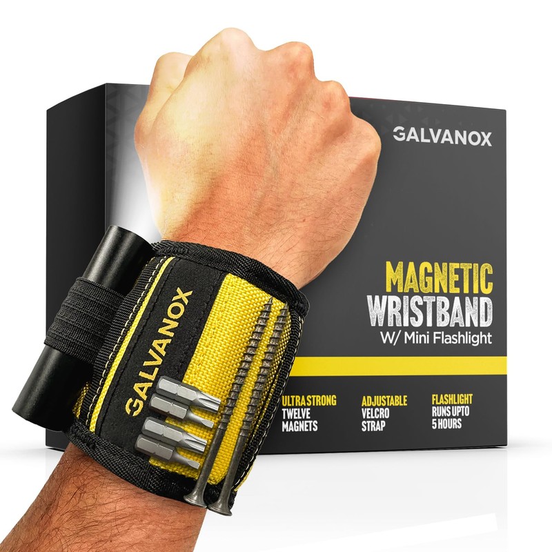 Galvanox Magnetic Wristband with Hands-Free Work Light (3-Mode) for Holding