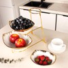 jinsongdafa 3-Tier Serving Rack Ceramic Bowls, Foldable Gold Stand with