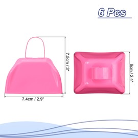PATIKIL 6pcs Cow Bells for Football Games, 3inch Cowbells for Sporting Events Bulk Loud Noise Makers Metal Cow Bell with Handle for Cheering Wedding,Pink