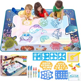 Water Doodle Mat 40 X 32 Inch Painting Doodle Kids Toys, Water Drawing Mat Sea World, Large Magic Drawing Doodling Mat Educational Toys for Kids 2 3 4 5 6 7 Toddler Boys Girls Christmas Birthday Gifts