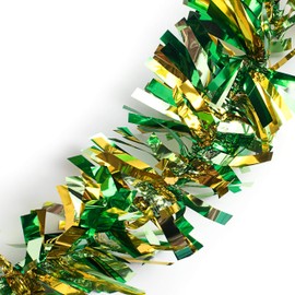 Anderson's Three-Color Metallic Tinsel Twist Garland, Light Green, Green and Gold - 4 inches Wide x 25 ft Long, Parade Float Decorations for Trailer, Metallic Tinsel Garland, Christmas Garland Décor