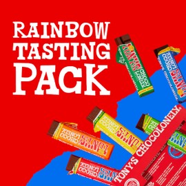 Tony’s Chocolonely Rainbow Chocolate Candy Bar Variety Pack, Belgian Dark & Milk Chocolate With Sea Salt, Caramel, Almond, Hazelnut, & Nougat, Made From Quality Fairtrade Cocoa, 6 Bars, 10.16 Oz