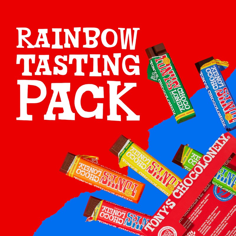 Tony’s Chocolonely Rainbow Chocolate Candy Bar Variety Pack, Belgian Dark