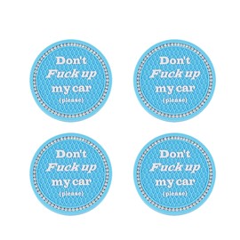 Tioollev 4 PCS Bling Car Cup Coaster, 2.75 Inch Anti-Slip Cup Holder Insert Coasters, Universal Crystal Rhinestone Auto Drink Car Cup Mat, Interior Car Accessories for Women Girls (Light Blue)
