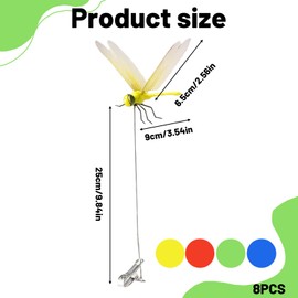 JazRvr 8 x Dragonfly Dummy Dragonfly Clip, Dragonfly, Dragonfly Clip, Fake Dragonfly for Garden, Balcony, Eaves, Yard Decoration