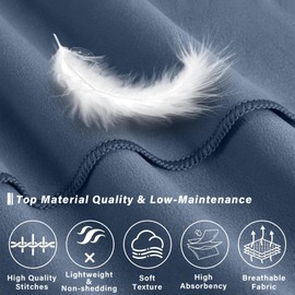 2 Pack Microfibre Towel Ultra Lightweight Gym Towel, Quick Dry Microfiber Towels for Sports Travel Camping Beach Swimming (76x152cm+40x80cm) (Navy Blue)