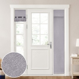 HOMEIDEAS 100% Linen Blackout Sidelight Curtains for Front Door, Side Door Window Curtains, Door Shades for Small Window, Thermal Insulated Door Covering, (1 Panel, W12 X L68, Light Grey)
