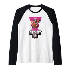 Power Rangers Birthday Girl Dino Fury Pink Ranger Epic Pose Raglan Baseball Tee