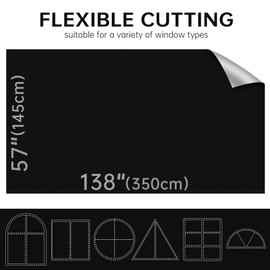 bemece Portable 100% Blackout Blind, DlY No Drill Blinds Blackout with Strong Adhesive & Velcro for Bedroom, Nursery, Loft, RV (137" x 57")