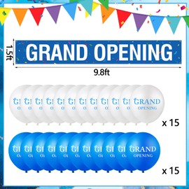 Large Grand Opening Banner 30 Pieces Latex Balloons Grand Opening Decorations 12 Inch Latex Balloons 18 x 118 Inch Retail Store Shop Business Restaurant Banners Flag