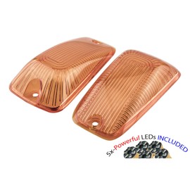 ERPART 1988-2002 AMBER Cab Roof COVERS Markers Lenses + 5 SUPER BRIGHT AMBER LED Lights Five Piece pc Kit Set CRL 264159AM Compatible with Chevy GMC 2500 3500 4500 5500 6500 7000 Kodiak Topkick 88-02