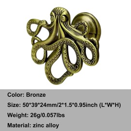 LFWATAXY Animal Knobs, 4PCS Octopus Handles, Single Hole Vintage Retro Bronze Zinc Alloy Knobs for Furniture Decor