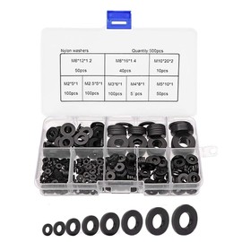 Nylon Flat Washers Flat Washers M2 - M10 (M2 M2 M2.5 M3 M4 M5 M6 M8 M10) Spacer Nylon Insulation Waterproof Flat Washer Repair Convenient Tool Black Storage Box Included (Black)