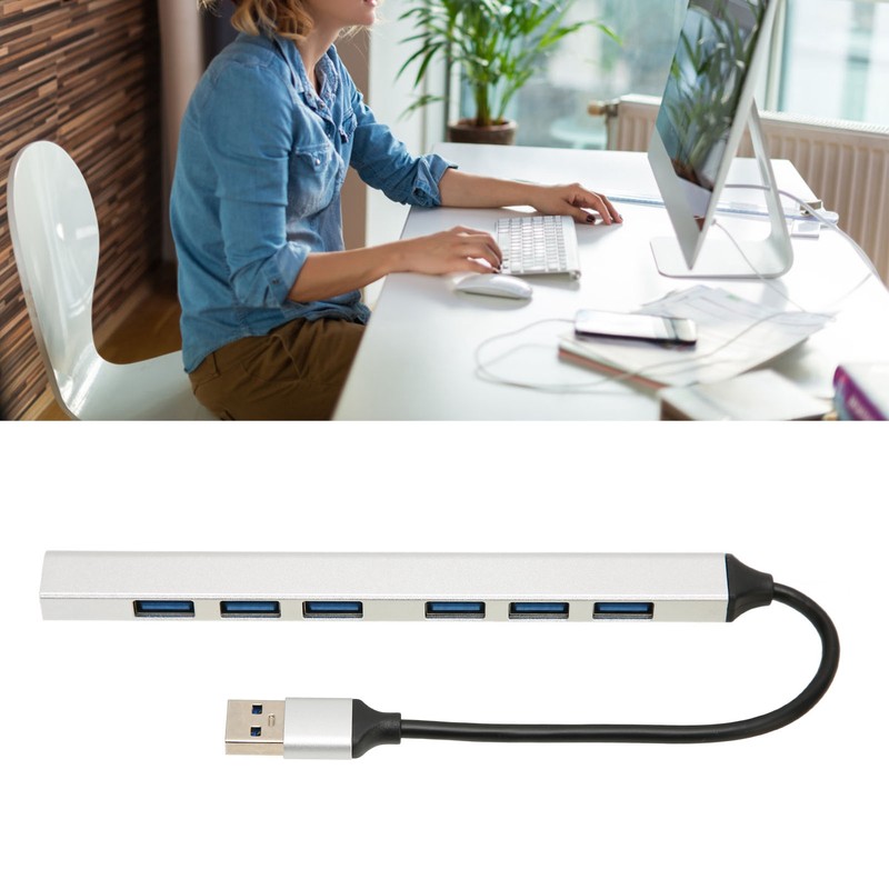 USB 3.0 Hub 7 Ports 5Gbps Fast Transmission Aluminium Alloy