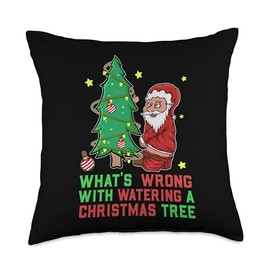 Drunk Gnome Peeing Christmas Tree Drinking Humor Drunk Garden Gnome Peeing Christmas Tree Drinking Humor Xmas Throw Pillow, 18x18, Multicolor
