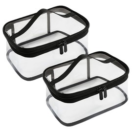 Fyihoxi Pack of 2 Transparent Toiletry Bags, Waterproof PVC Cosmetic Bag, Make Up Bag, Transparent Cosmetic Bag, Cosmetic Bag, for Men, Women, Children, Family, transparent, Toiletry bag transparent