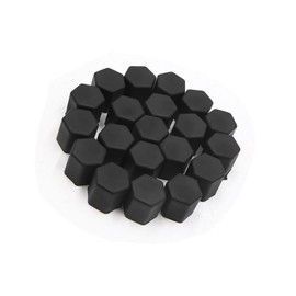 Motoforti 20pcs 15mm Rubber Car Wheel Tire Tyre Nut Screw Lug Cover Caps Black Long-lasting
