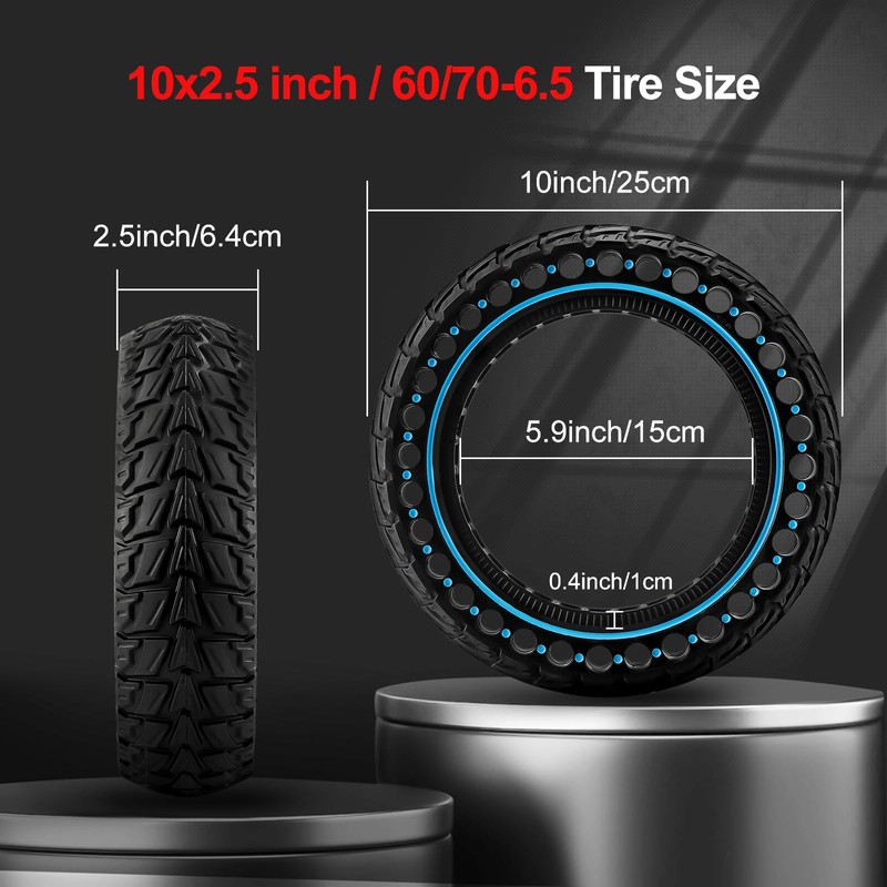 BANGTING 1PCS 60/70-6.5 Scooter Tire, 10x2.5 inch Tire Solid for