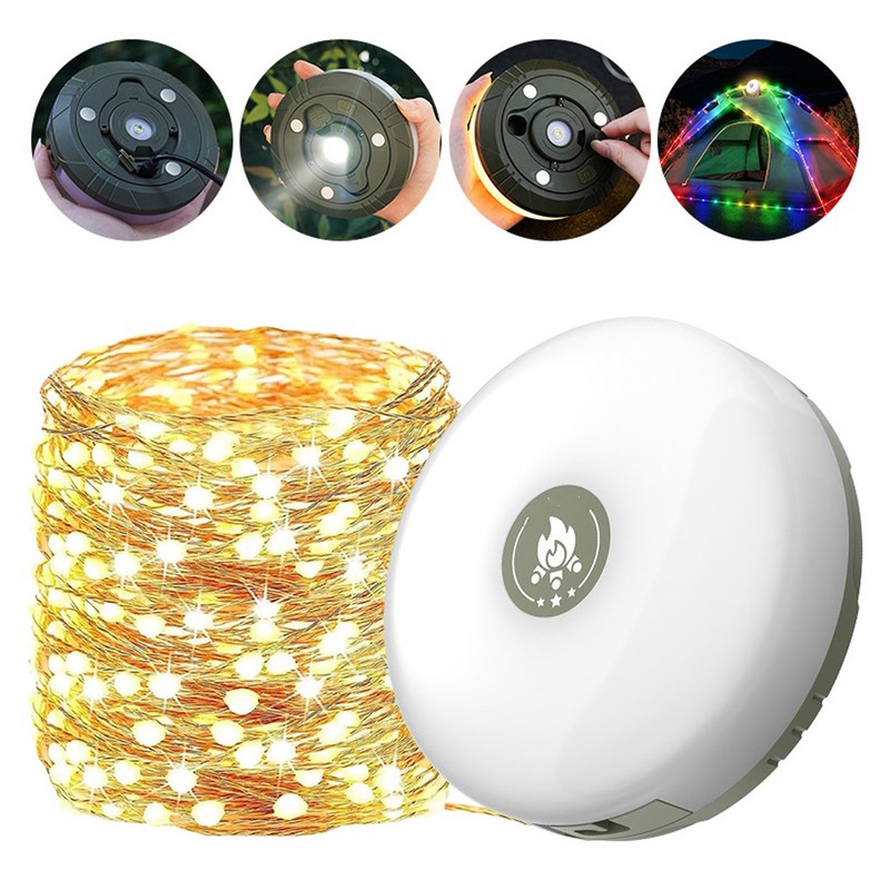 Camping Light String Multi Modes Flexible Waterproof USB Rechargeable Outdoor