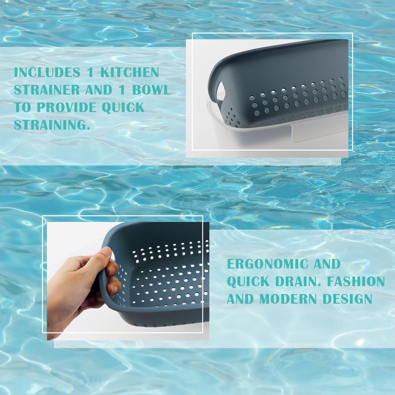 ZJIVQO Sinks Basket Kitchen Colanders Bowl Set Strainer Bowl 2-in-1
