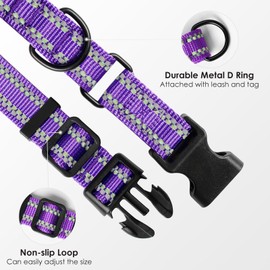 BITSYMORE Martingale Dog Collar, Adjustable Nylon Reflective Collar with Buckle. for Small, Medium, Large Dogs. Prevents Slipping Out (M, Purple)