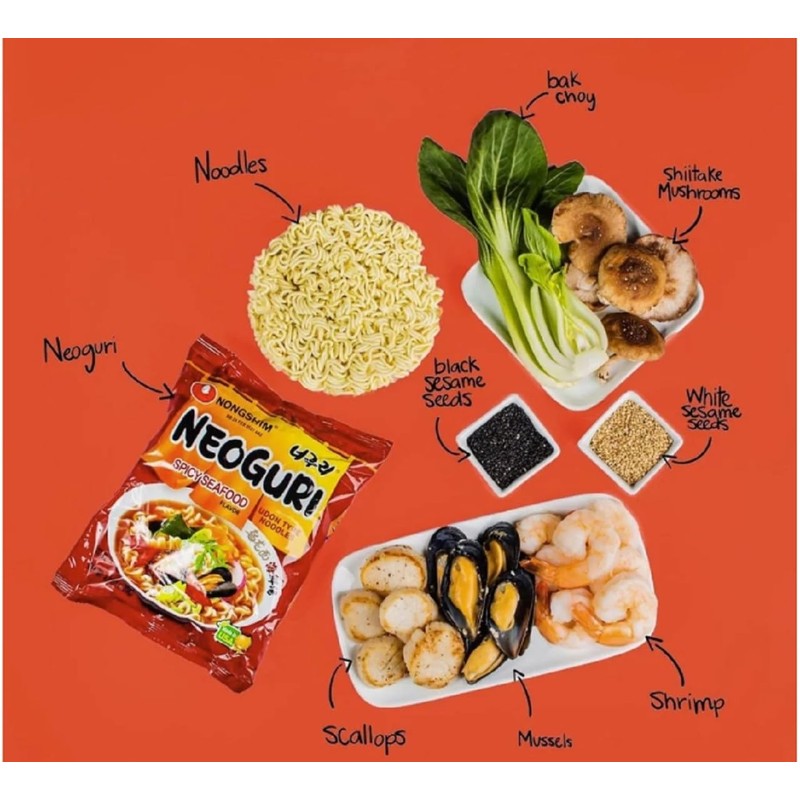 Korea Instant Noodles (CASE SET, NEOGURI SPICY SEAFOOD INSTANT NOODLES)
