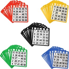 GSE Games & Sports Expert 50-Pack Multi-Color Bingo Game Cards with Easy Read Numbers, Reusable Paper Bingo Sheets for Large Groups, Family/Friend Parties