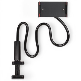 MIJOMA Tablet Halterung mit flexiblem Schwanenhals – 360° drehbare Handyhalterung für Tisch & Bett – Verstellbare Halterung (11,5-18,5 cm) für Geräte 4,7"-12,9" – Stabile ABS & Aluminium-Konstruktion