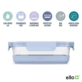 Ello 3.4 Cup 10Pc, 5 Pack Glass Meal Prep Sets Leak-Proof Glass Food Storage Containers with Airtight BPA-Free Plastic Lids, Dishwasher, Microwave, and Freezer Safe