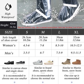 SooGree Waterproof Rain Shoe Covers Men Women Reusable Foldable Rain Snow Boot Shoe Covers with Reflector Shoe Protector for Raining Day,Cycling,Gardening,Fishing,Hiking,Farming (Transparent, M)