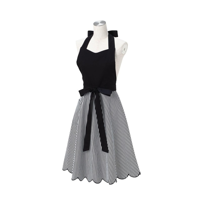 Francfranc Scalloped Full Apron, New Life, Gift, Black